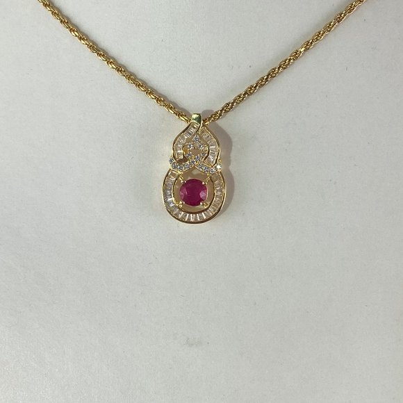 Red Ruby Necklace 2.55ctw Ruby & White Sapphire Pendant Necklace - Picture 5 of 5
